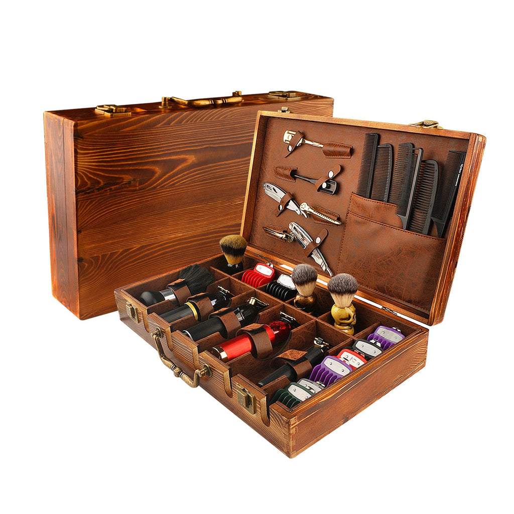 O&E Wooden Barber Tool Case